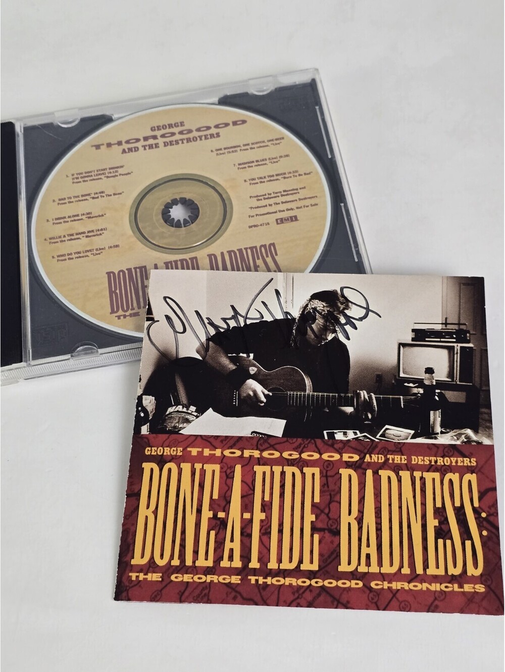 Signed George Thorogood Chronicles Bone-A-Fide Badness HTF OOP CD